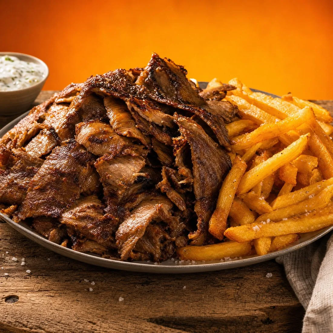 Dönerfleisch mit Pommes